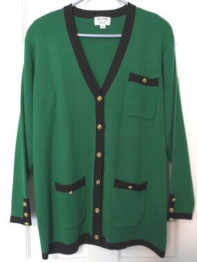 Kasper and Company by ASL Colorblock Cardigan Size M Preppy